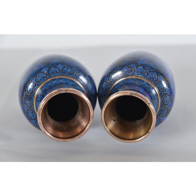 Small Japanese Cloisonne Enamel Copper Flower Posy Vases Art Deco 1940s by Unknown for Unknown, Set of 2 For Sale - Image 10 of 14