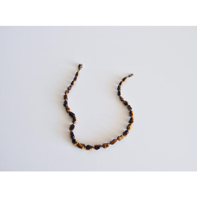 Tiger's Eye and Sterling Silver Necklace by Erik Poul Fenster, Denmark, 1960s For Sale - Image 9 of 13
