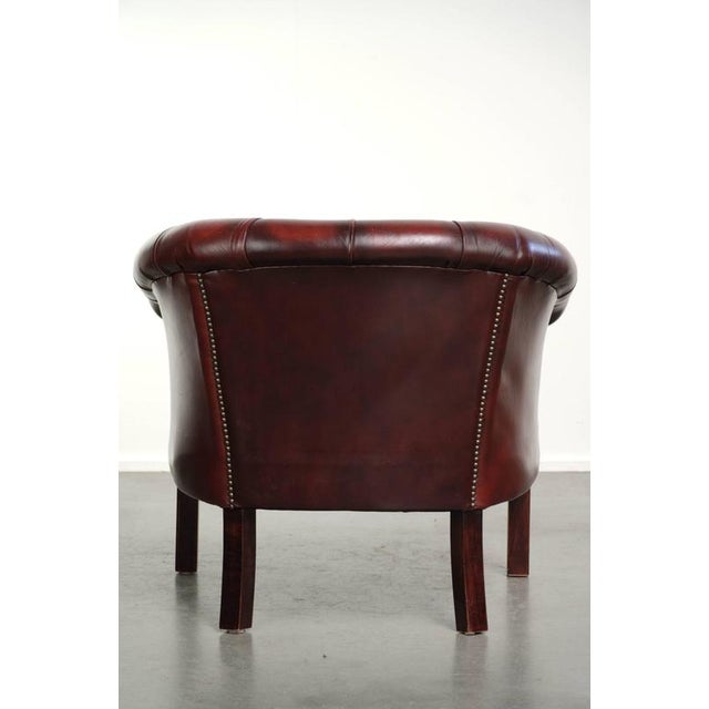 Chesterfield Cowhide Club Armchair in Red For Sale - Image 4 of 14