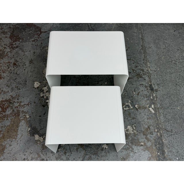 2010s Scandinavian Designs Two Piece White Nesting Table Set, Two Piece For Sale - Image 5 of 12
