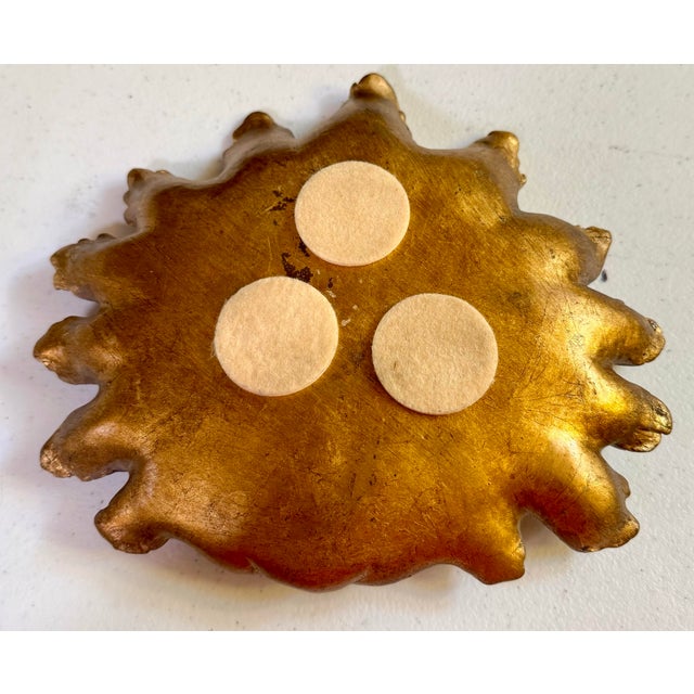 Hollywood Regency Mid 20th Century Gold-Leaf Florentine Shell Catchall For Sale - Image 3 of 11
