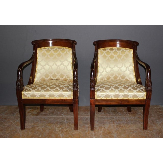 Gold Set of Gondola Armchairs with Dolphins in Mahogany For Sale - Image 8 of 14