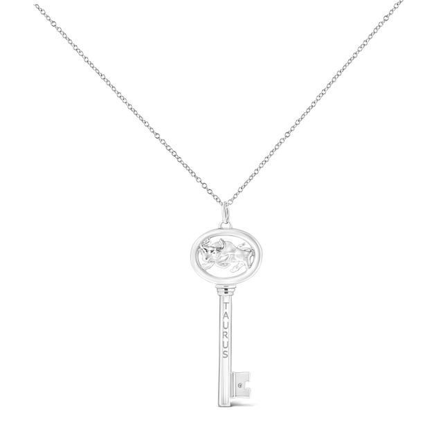 It's as if the stars aligned to create this stunning .925 Sterling Silver necklace flaunting a Taurus zodiac pendant...