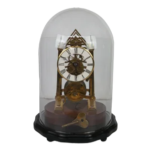 Antique English 19th Century 8 Day Fusee Skeleton Cathedral Glass Dome Clock