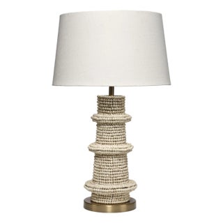 Jamie Young Rowan Table Lamp in Cream Wood Beads For Sale