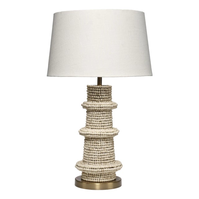 Jamie Young Rowan Table Lamp in Cream Wood Beads For Sale