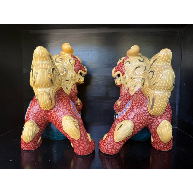 1960s 1960s Japanese Kutani Foo Dog Lions- a Pair For Sale - Image 5 of 9