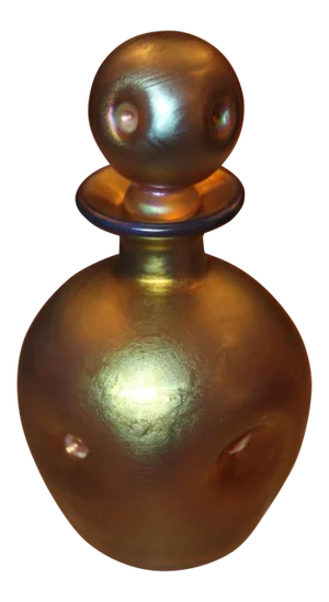Steuben Art Deco Era Gold Aurene Perfume Bottlle and Dauber