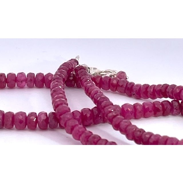 Ruby Red Ruby Beads on Silver For Sale - Image 8 of 9