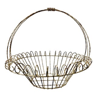 1950s Vintage French Art Nouveau Boho Chic Large Jardiniere Basket Planter. For Sale