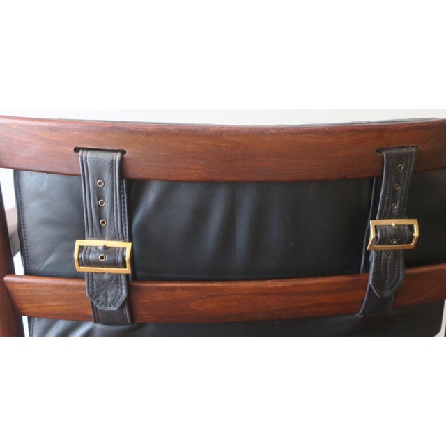 Cadett 3-Seater Sofa in Teak and Leather with Leather Straps by Eric Merthen, 1960s For Sale - Image 4 of 12