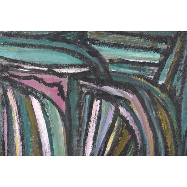 Bay Area Abstract Expressionist Composition in Oil on Cardboard San Francisco Bay area abstract expressionist composition...