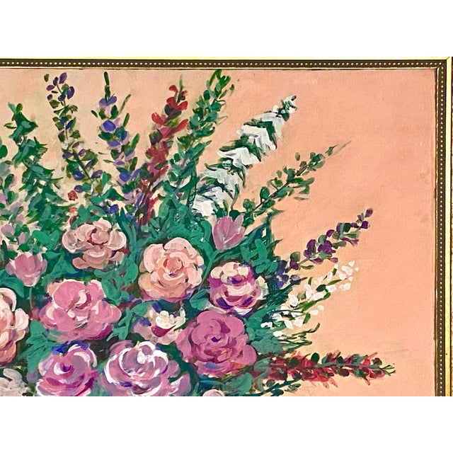 Wood Large Roses Still Life Painting For Sale - Image 7 of 13