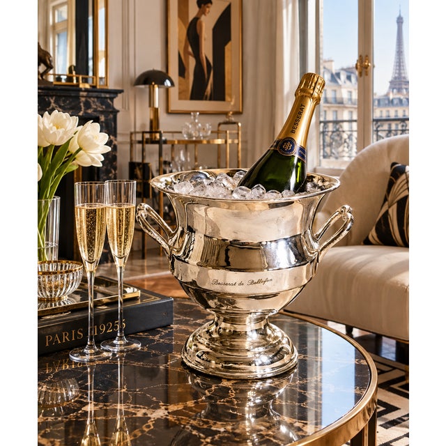 Vintage French Besserat De Bellefon Silver Plate Champagne Ice Bucket For Sale - Image 14 of 14