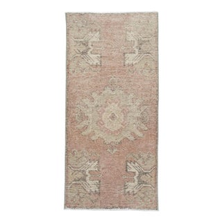 Oriental Hand Knotted Vintage Turkish Mini Rug 1'5" x 3' For Sale