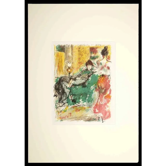 The Conversation is an original drawing in Ink and Watercolor in the first half of the 20th Century. Good conditions. The...