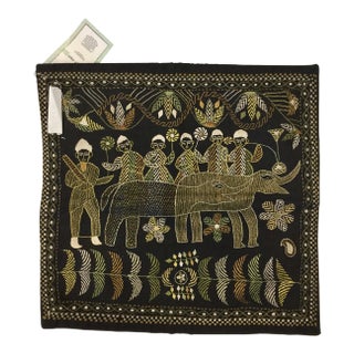 Vintage Hand Embroidered Accent Pillow Cover For Sale