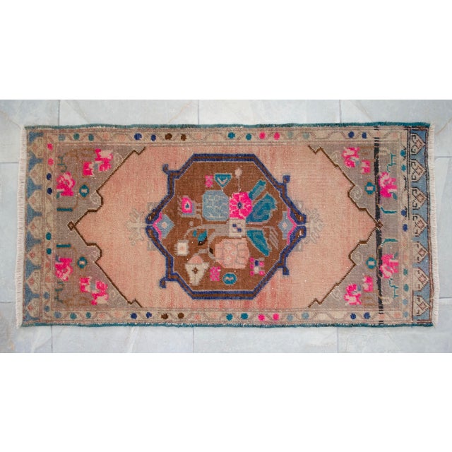 Turkish Hand Made Small Rug Doormat Enrtyway Decor - 1'10" X 3'9" For Sale - Image 11 of 13