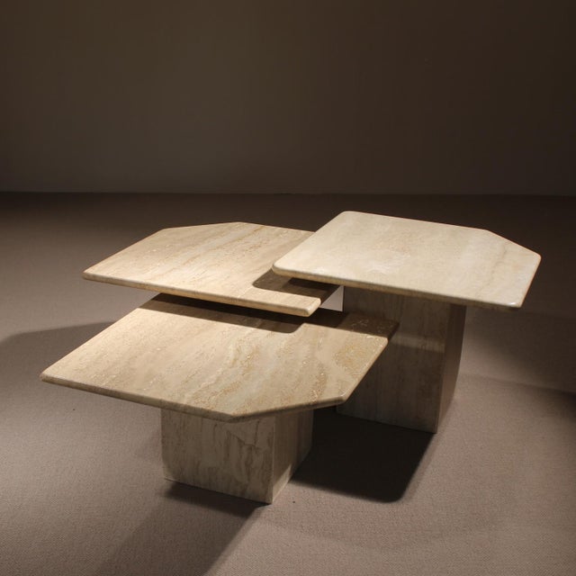 Nesting Table in Travertine, 1970s, Set of 3 For Sale - Image 15 of 15