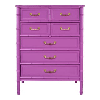 1970s Hollywood Regency Henry Link Bali Hai Faux Bamboo Highboy Dresser