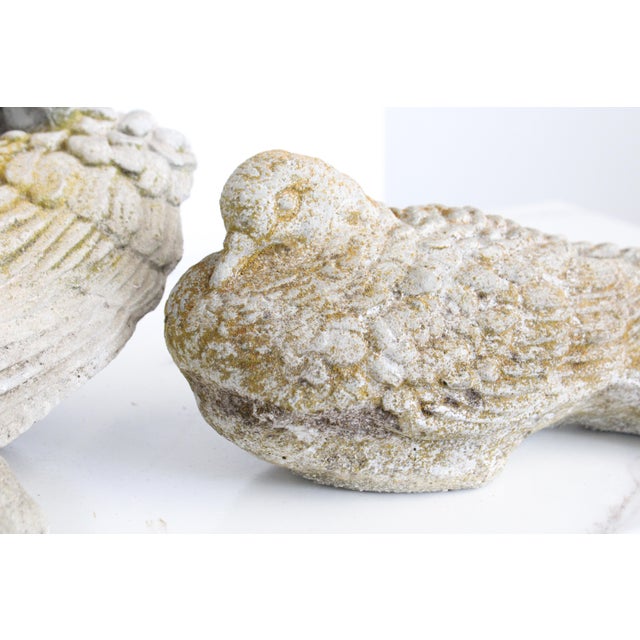 Farmhouse Large Pair Vintage Garden Doves Birds Concrete S/2 For Sale - Image 3 of 5