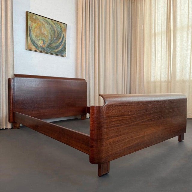 Paul Goldman Machine-Age Art Deco Walnut Full Bed by Paul Goldman for Plymodern Furniture For Sale - Image 4 of 15