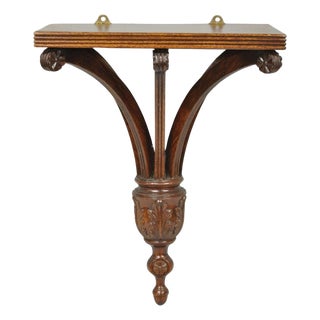 Late 20th Century Regency Style Mahogany Plume Prince of Wales Carved Wall Mount Bracket Shelf For Sale
