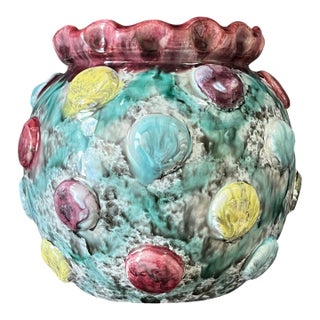 1960s Italian Modernist Cabochon Jeweled Art Pottery Vase, Attributed to Fratelli Fanciullacci For Sale