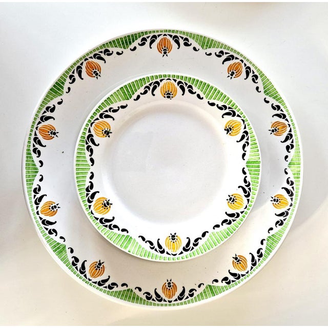 French Art Deco Maroussia Dessert Set from Sarreguemines, 1930s, Set of 8 For Sale - Image 3 of 10