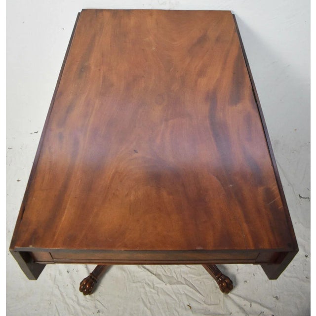 Brown Federal Period Mahogany Drop Leaf Carved Table New York Att. to Duncan Phyfe For Sale - Image 8 of 9