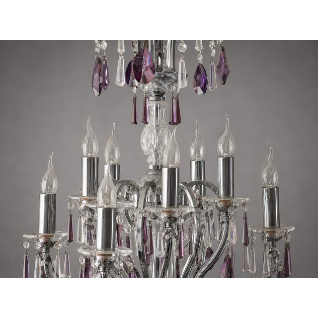 1990 Artisan Regency Purple Crystal Chandelier - 1 Pc For Sale - Image 11 of 17