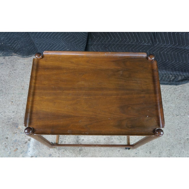 Mid Century Danish Walnut Folding Rolling Bar Cart Trolley Dry Bar MCM For Sale - Image 6 of 18
