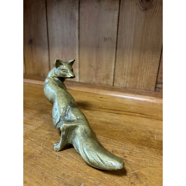 Vintage English Brass Fox For Sale - Image 4 of 5