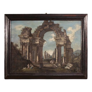 Italian Artist, 20th century Italian architectural capriccio painting, Oil on Canvas For Sale