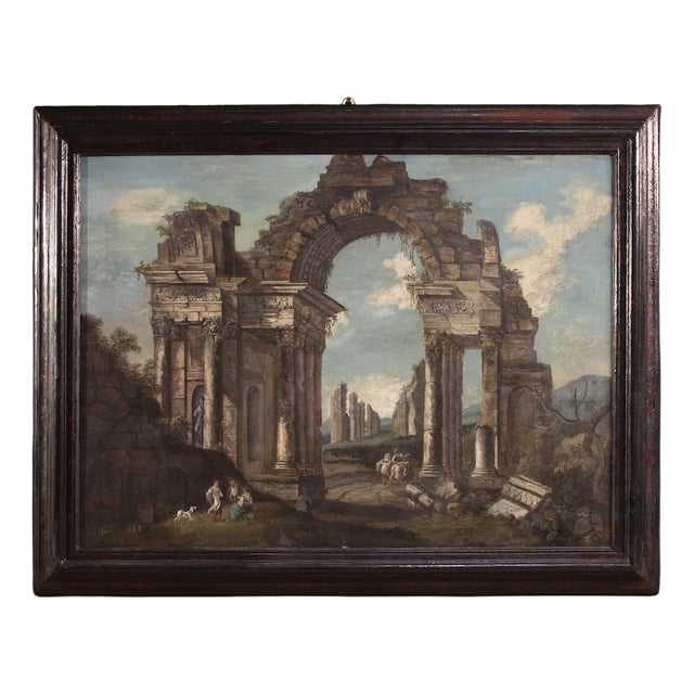 Italian Artist, 20th century Italian architectural capriccio painting, Oil on Canvas For Sale