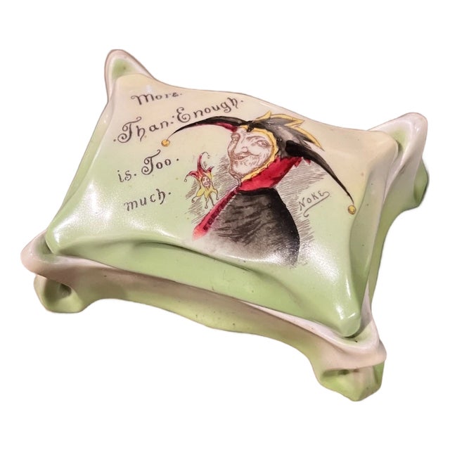 Antique Royal Bayreuth Porcelain Charles Noke Jester Box For Sale