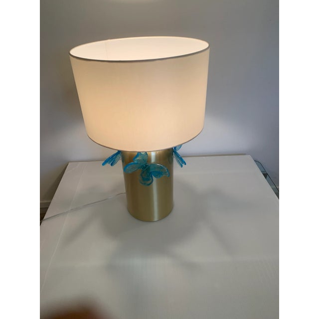 Contemporary Light-Blue Butterfly Murano Glass Table Lamp For Sale - Image 6 of 9