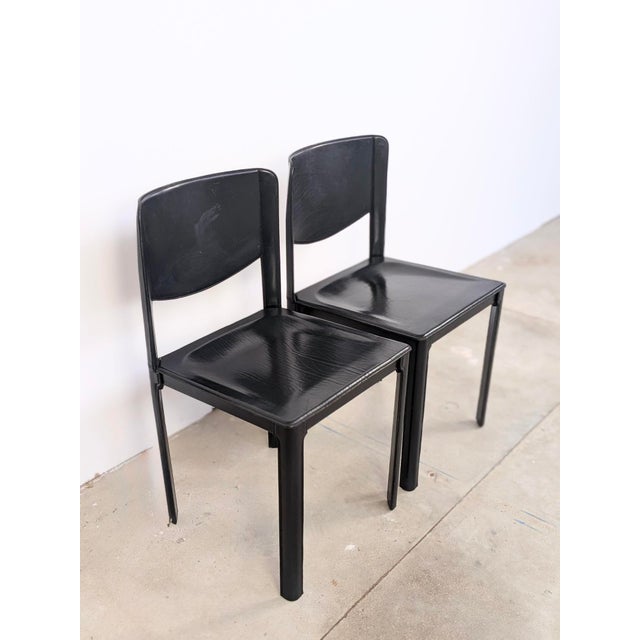 Black Leather Chairs by Matteo Grassi, Italy, 1980, Set of 2 For Sale - Image 10 of 13