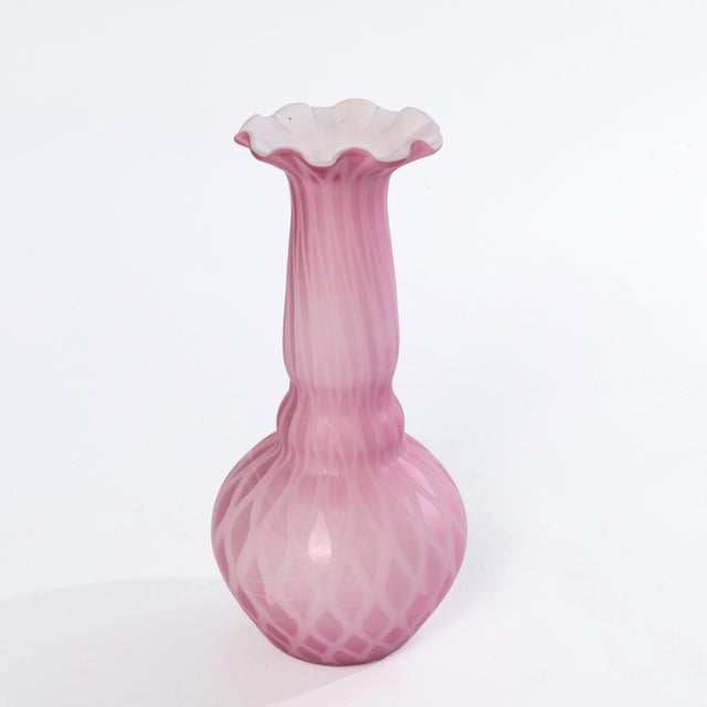 1880's Diamond Quilted Cased Satin Glass Vase For Sale - Image 4 of 7