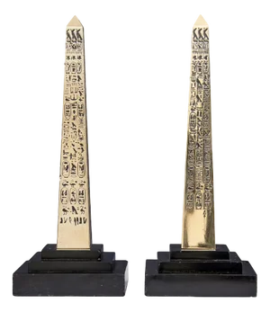 Egyptian Revival Desktop Obelisks in Brass, 1920s, Set of 2