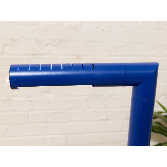 Blue Vintage Italian Blue Painted Minimalist Floor Lamp For Sale - Image 8 of 9