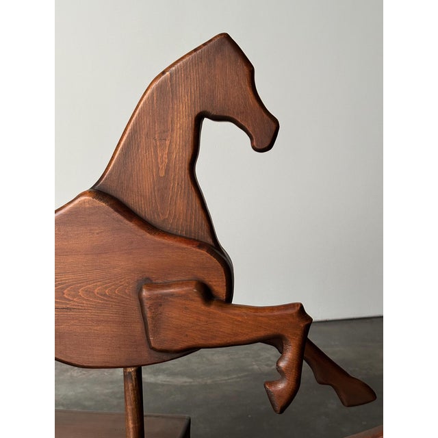 Handcrafted Mid 20th Century Sculptural Pine Rocking Horse For Sale - Image 9 of 18