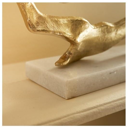 Contemporary Cohen Gold Abstract Sculpture on White Marble Base For Sale - Image 3 of 5