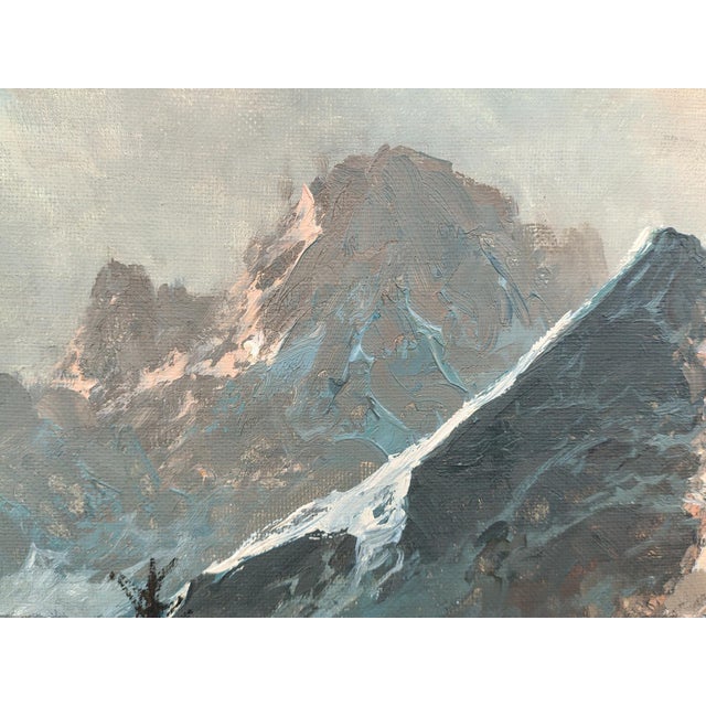 Forest Green Arno Lemke, Waxenstein and Alpspitze, 1950s, Oil on Canvas For Sale - Image 8 of 15
