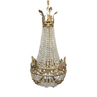 Antique French Empire Style Chandelier in Brass, 1900s For Sale