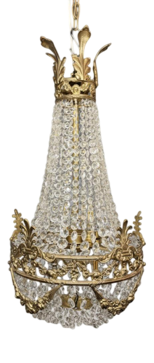 Antique French Empire Style Chandelier in Brass, 1900s