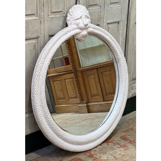 Late 20th Century Regency Style White-Lacquered Lion & Serpent Circular Mirror, Style Thomas Hope For Sale - Image 5 of 11
