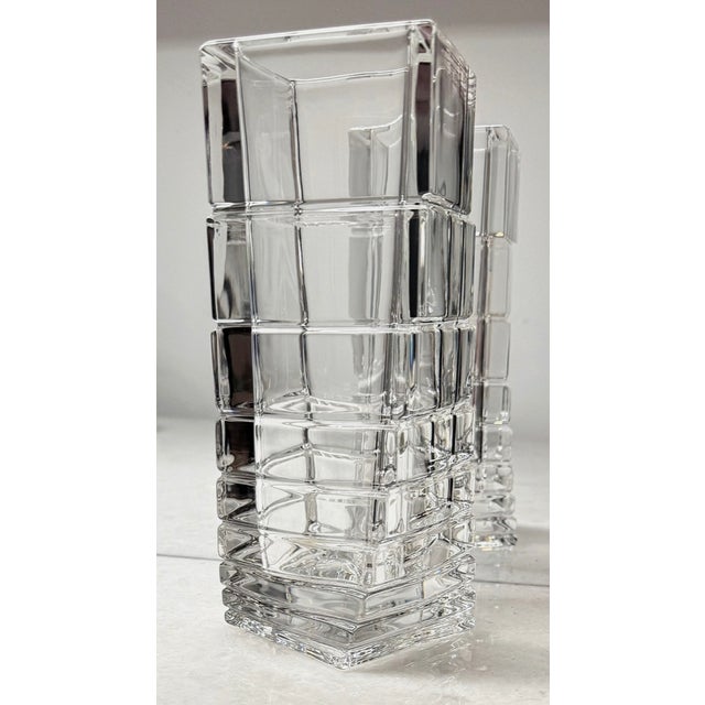 1980s Circa 1985 Christa Hausler-Goltz Rosenthal Germany Colorless Crystal Turnus Vase For Sale - Image 5 of 9