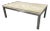 Crate & Barrel Parsons Travertine Top Stainless Steel Coffee Table For Sale