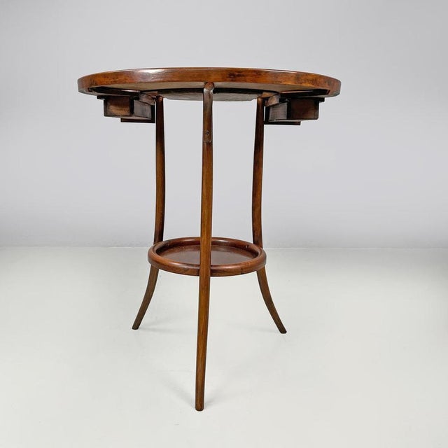 Antique Italian Rounded Wooden Coffee Tables with Drawers, Early 1900s, Set of 2 For Sale - Image 5 of 18